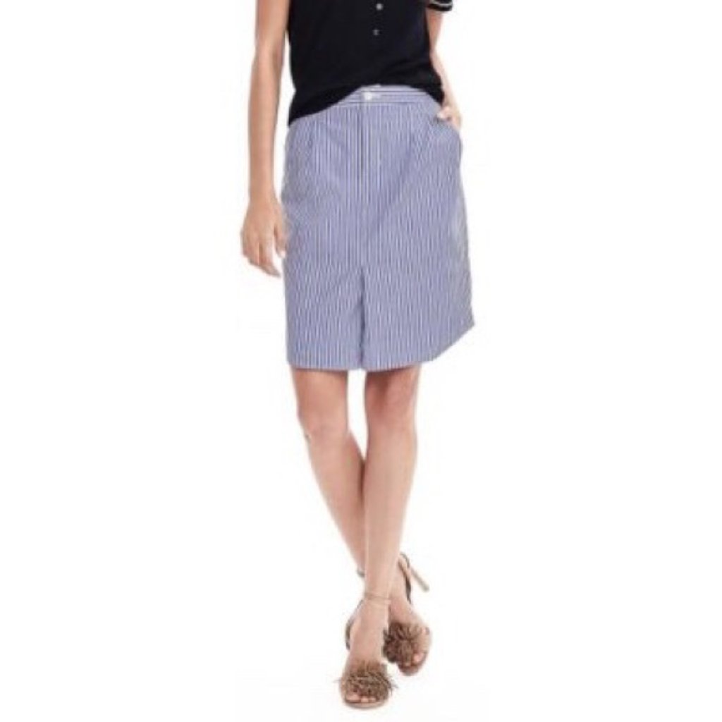 Banana Republic Blue Striped Cotton Shirt Tail Skirt